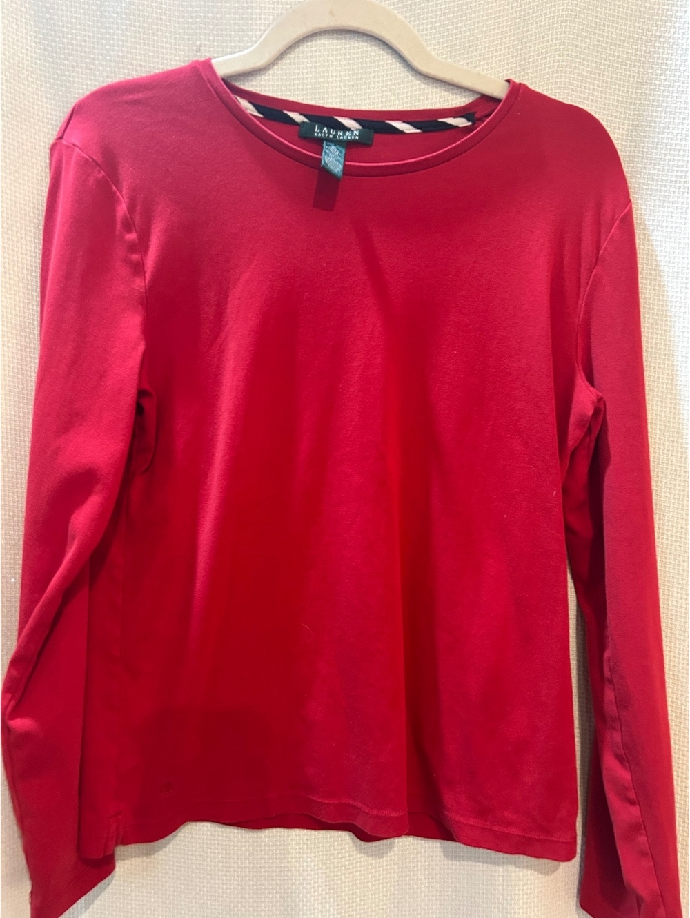 Ralph Lauren Women's Red Long Sleeve Cotton Blend Top Size XL